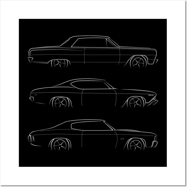 Evolution of the Chevelle - profile stencil, white Wall Art by mal_photography